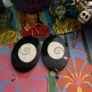Black and White Spiral Earrings